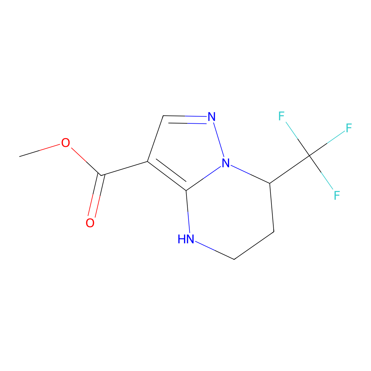 methyl 7-(trifluoromethyl)-4H,5H,6H,7H-pyrazolo[1,5-a]pyrimidine-3-carboxylate molecular structure, CAS 2110163-16-9