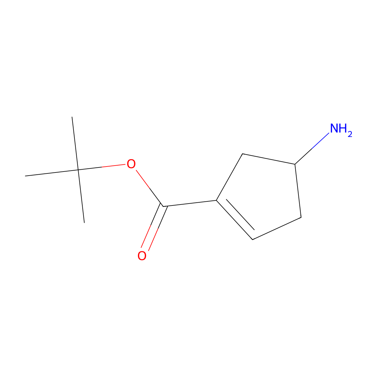Tert-butyl 4-aminocyclopent-1-ene-1-carboxylate molecular structure, CAS 2110285-22-6
