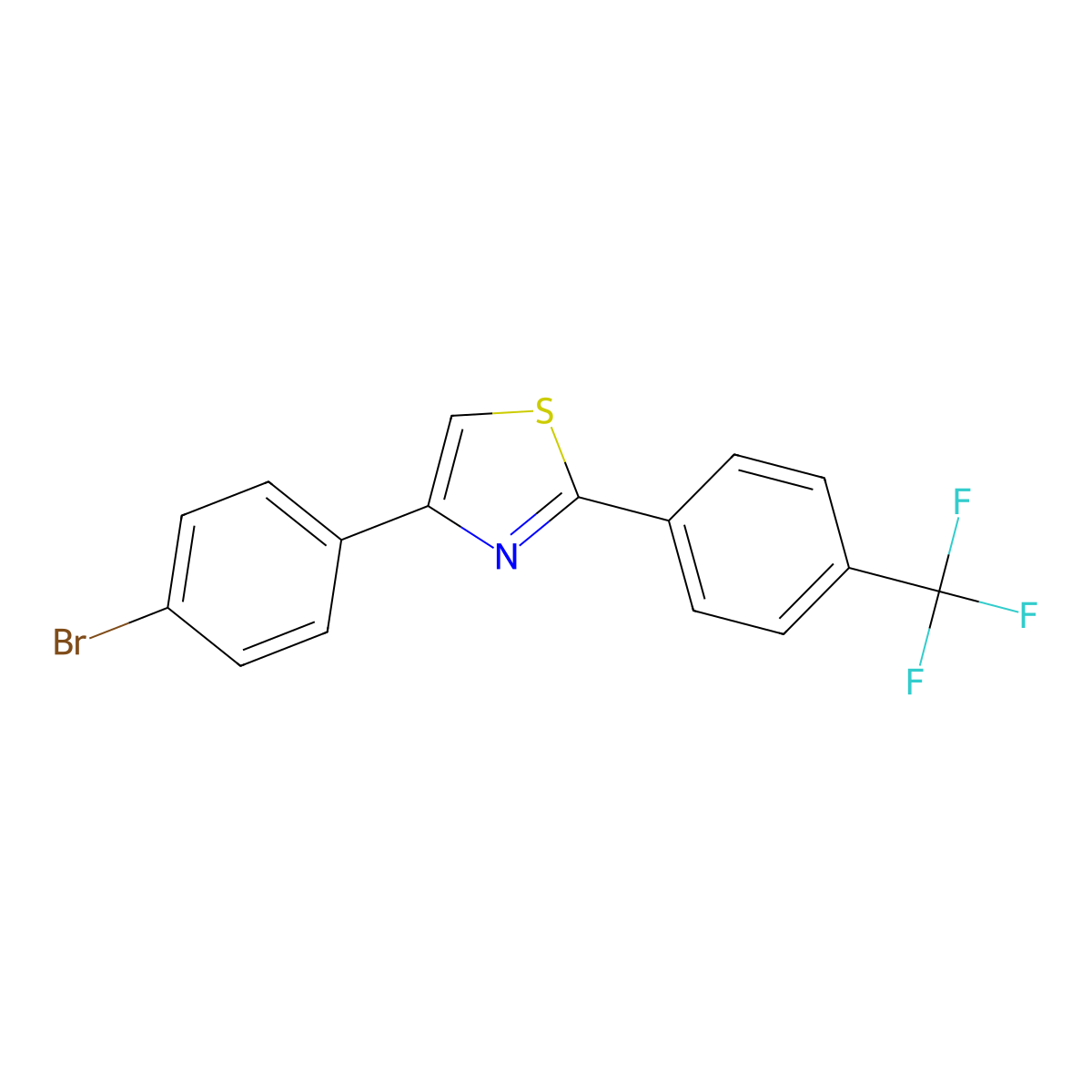 4-(4-Bromophenyl)-2-(4-(trifluoromethyl)phenyl)thiazole molecular structure, CAS 211032-07-4