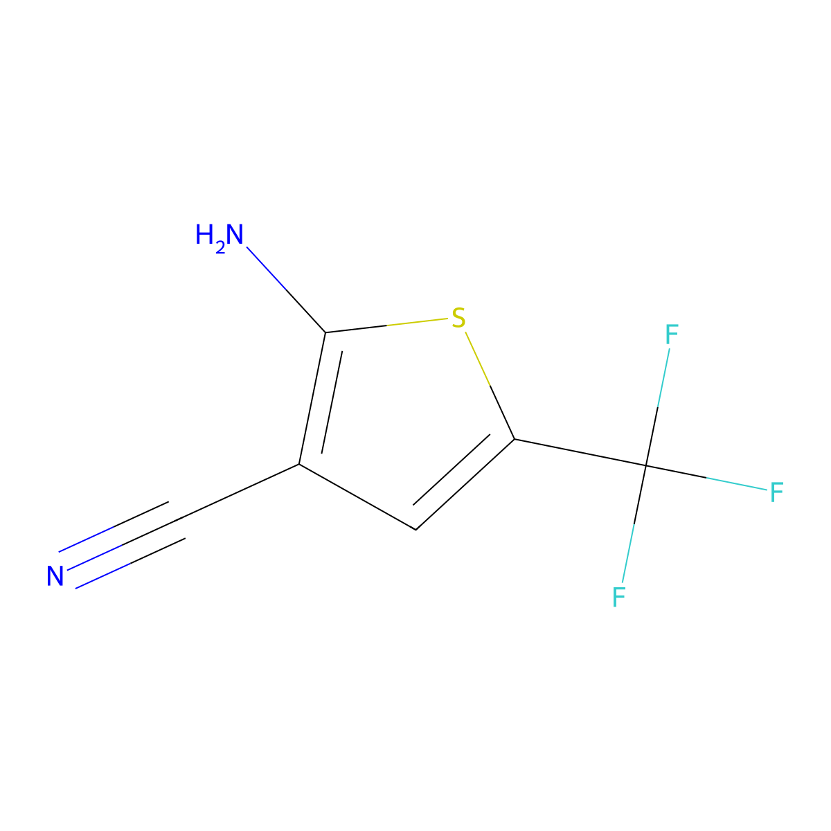 2-Amino-5-(trifluoromethyl)thiophene-3-carbonitrile molecular structure, CAS 2110348-52-0
