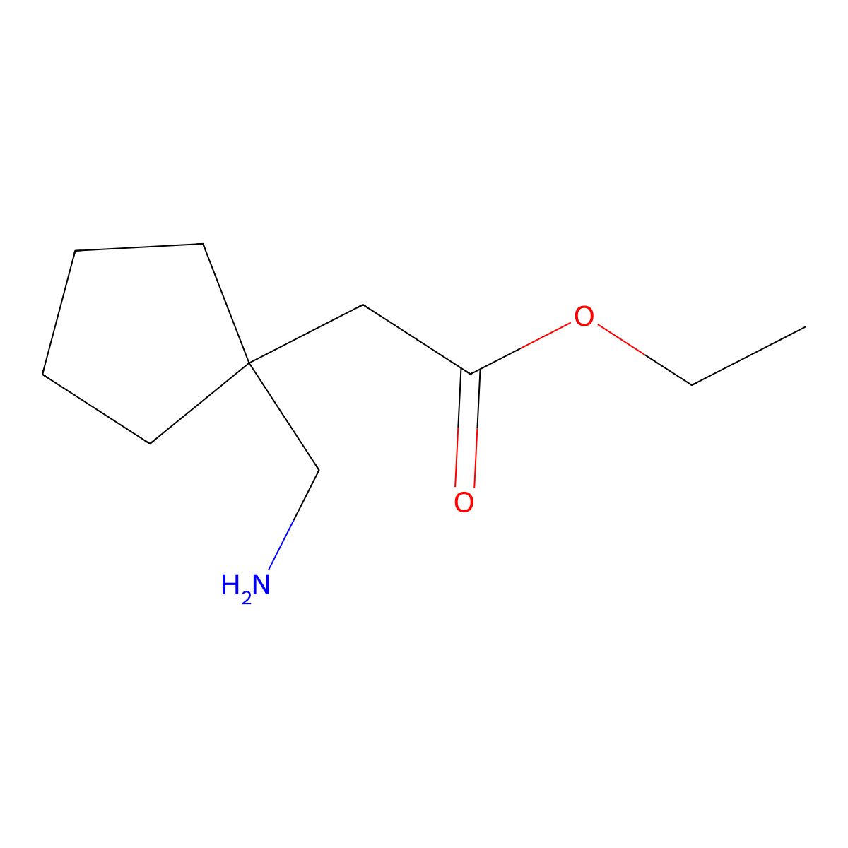 Ethyl 2-[1-(aminomethyl)cyclopentyl]acetate molecular structure, CAS 2110391-18-7