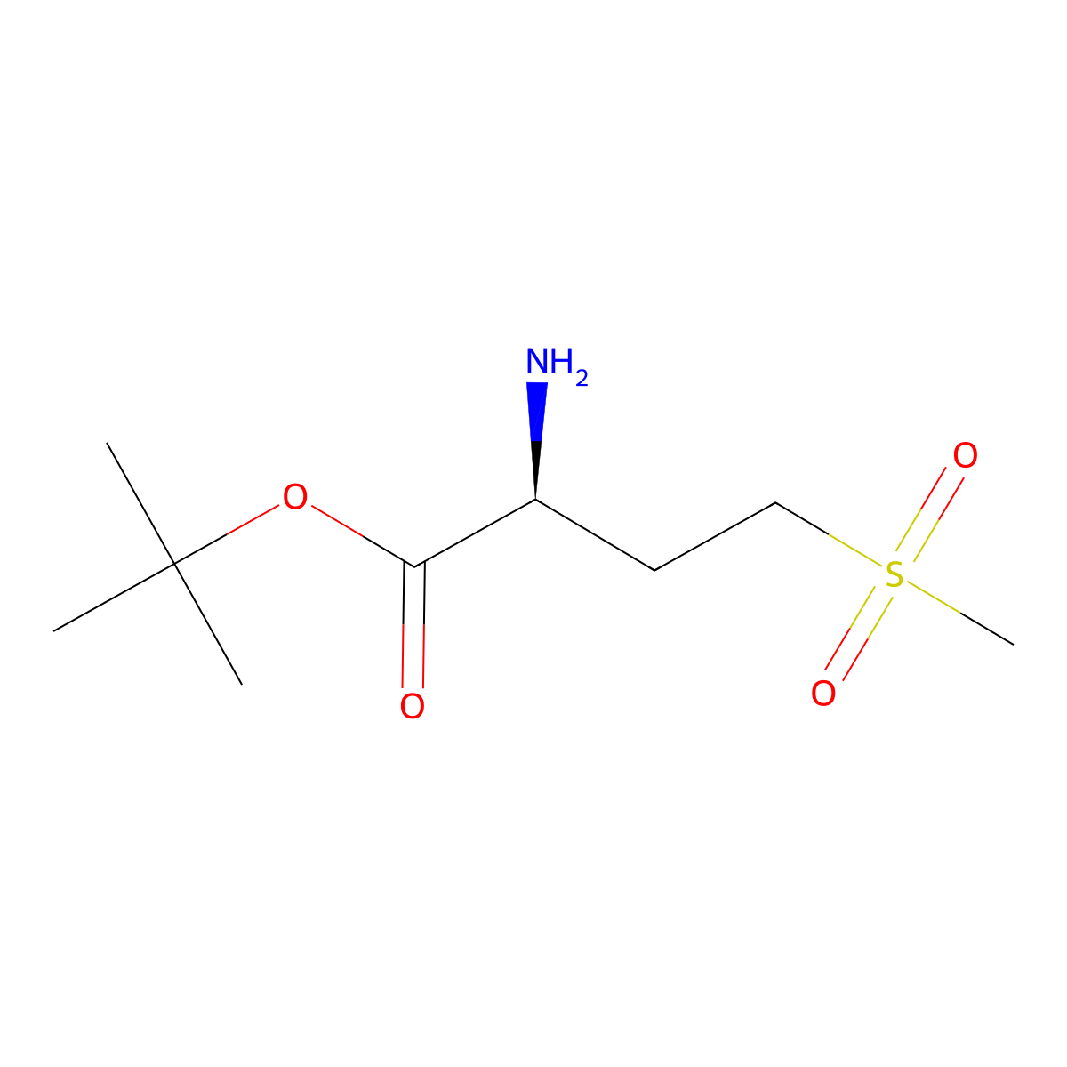 Tert-butyl (2S)-2-amino-4-methanesulfonylbutanoate molecular structure, CAS 211042-95-4