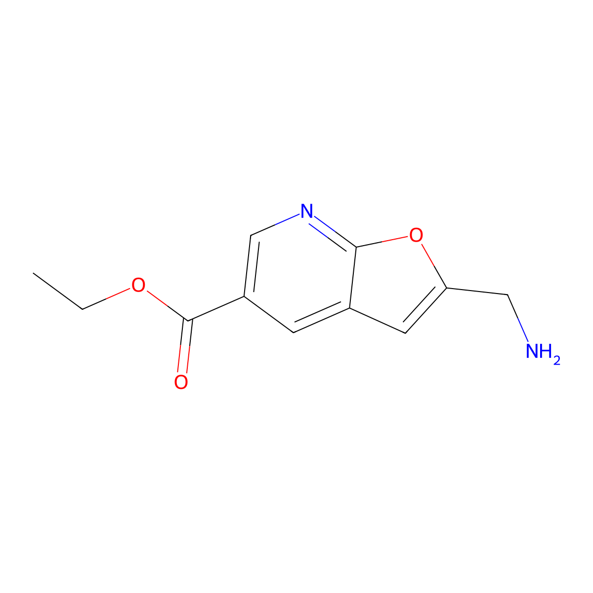 Ethyl 2-(aminomethyl)furo[2,3-b]pyridine-5-carboxylate molecular structure, CAS 2110454-63-0