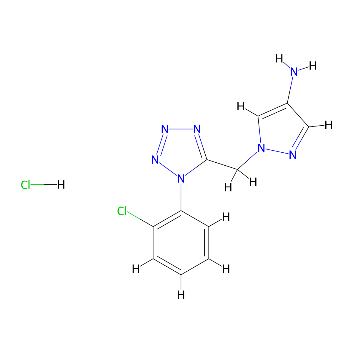 1-{[1-(2-chlorophenyl)-1H-1,2,3,4-tetrazol-5-yl]methyl}-1H-pyrazol-4-amine hydrochloride molecular structure, CAS 2110523-93-6