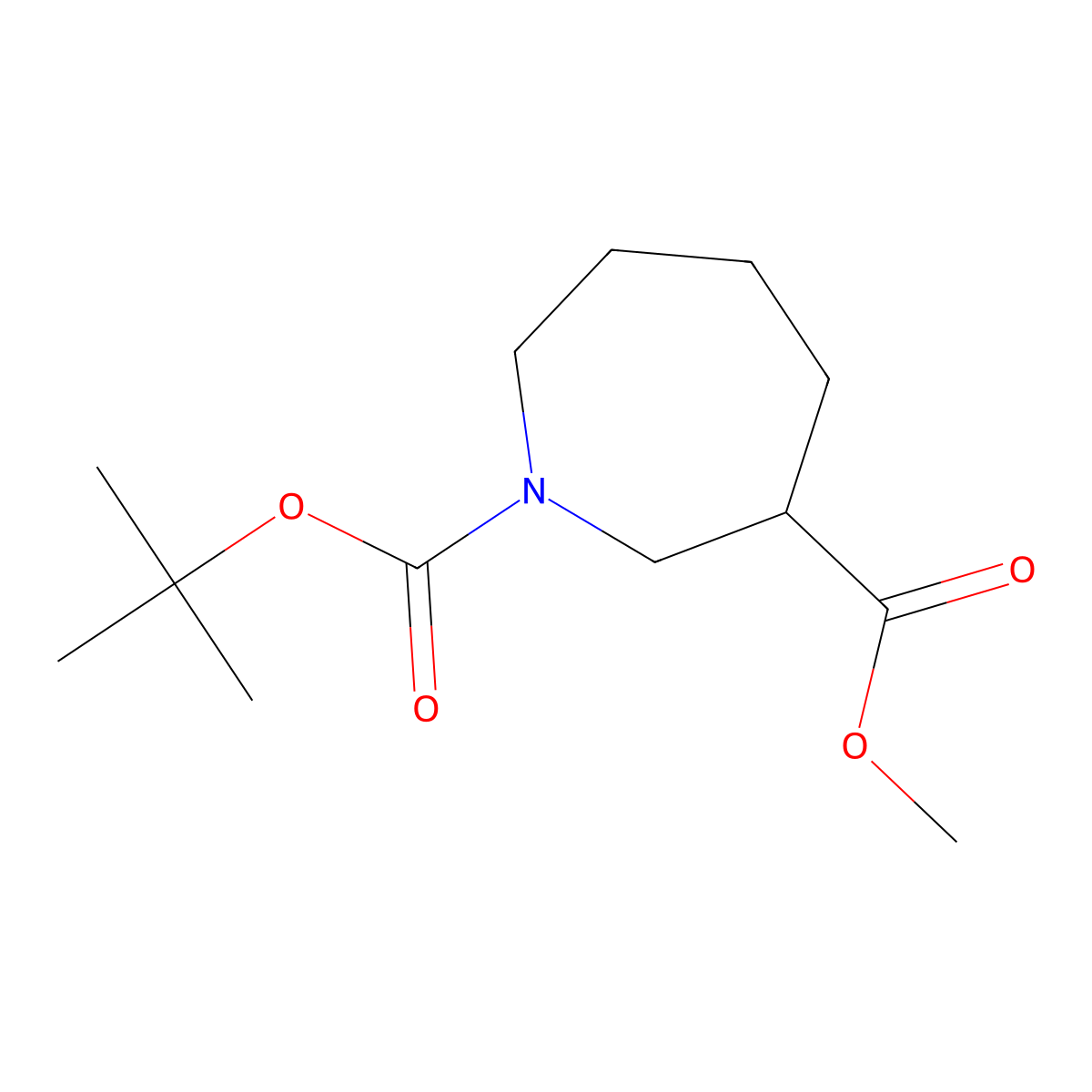 O1-Tert-butyl O3-methyl azepane-1,3-dicarboxylate molecular structure, CAS 2110548-40-6