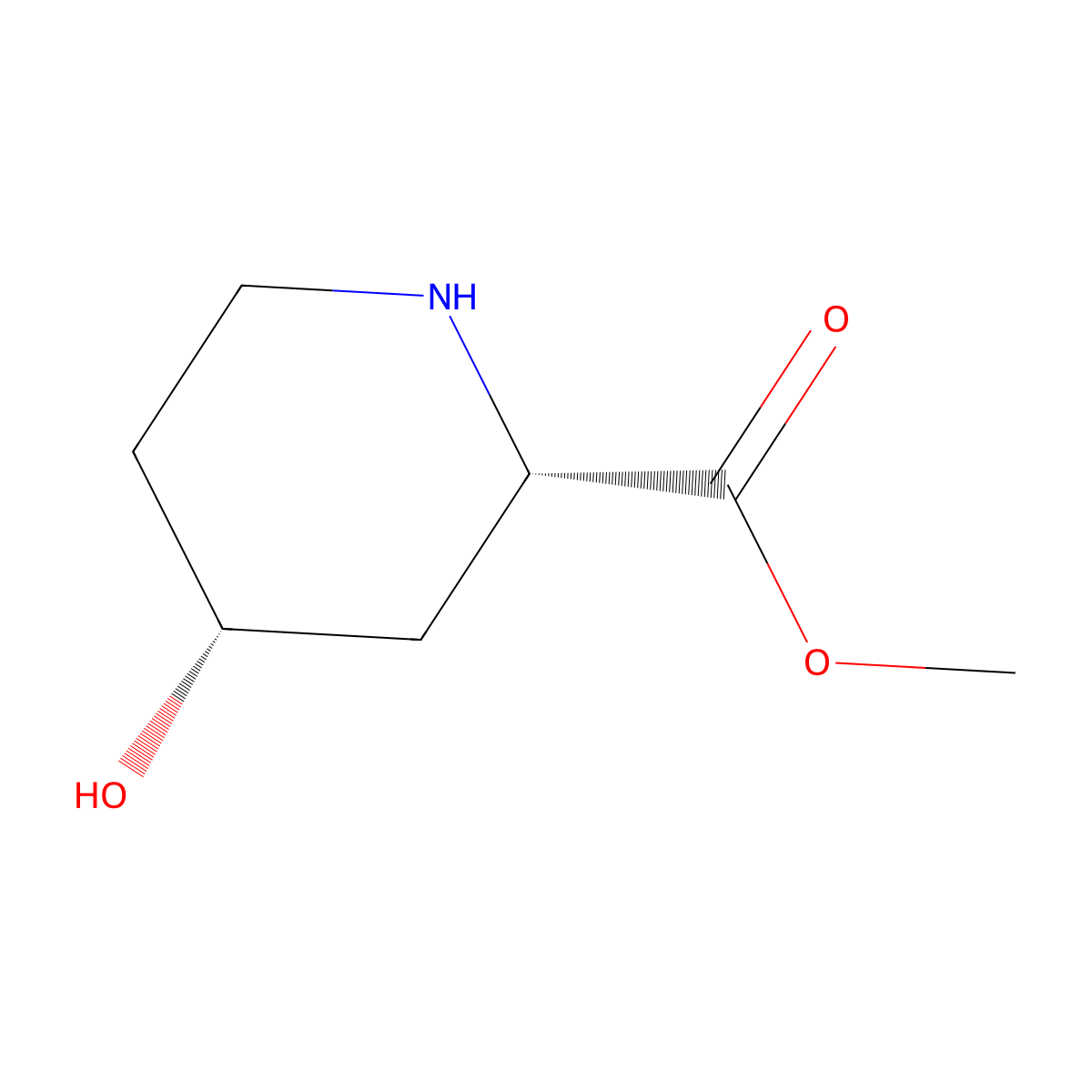 methyl (2S,4R)-4-hydroxypiperidine-2-carboxylate molecular structure, CAS 211058-80-9