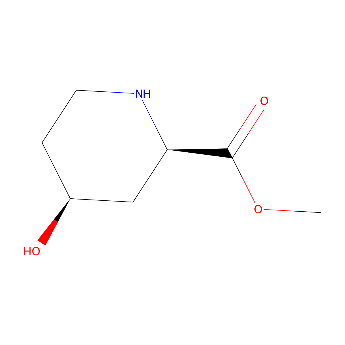 methyl (2R,4S)-4-hydroxypiperidine-2-carboxylate molecular structure, CAS 211058-81-0