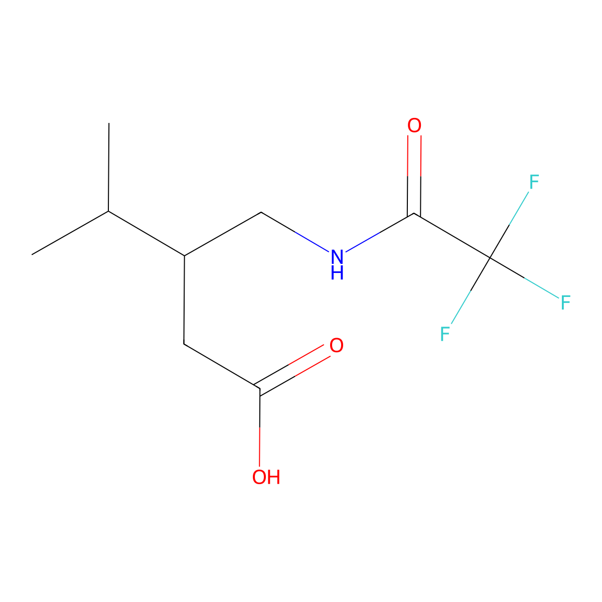 4-Methyl-3-[(trifluoroacetamido)methyl]pentanoic acid molecular structure, CAS 2110618-50-1