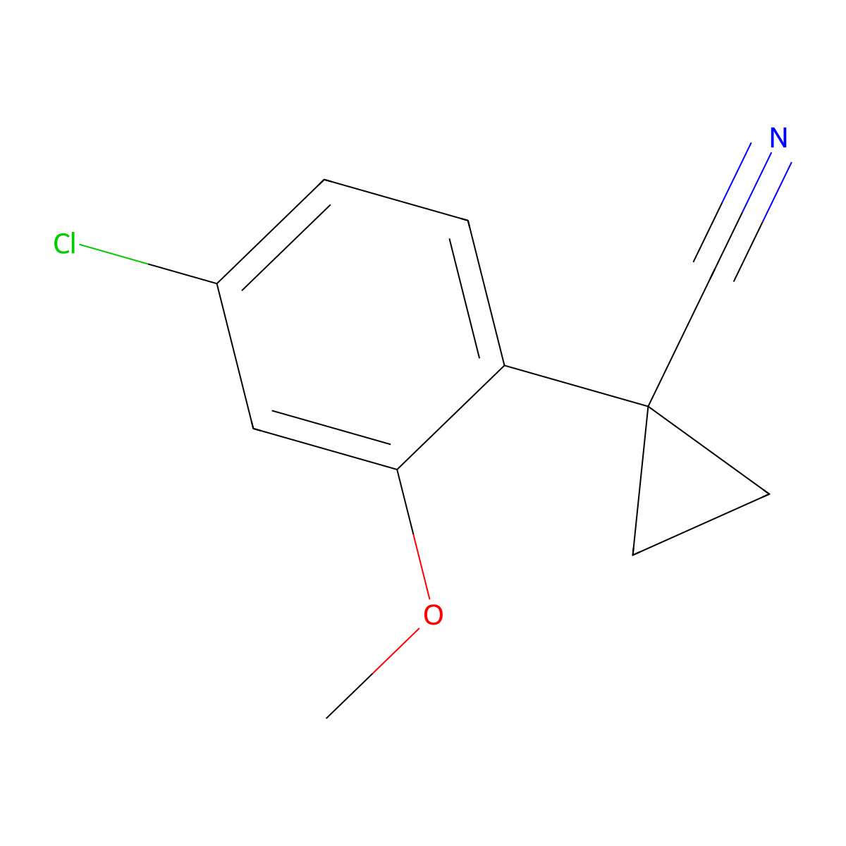 1-(4-Chloro-2-methoxyphenyl)cyclopropane-1-carbonitrile molecular structure, CAS 2110623-54-4