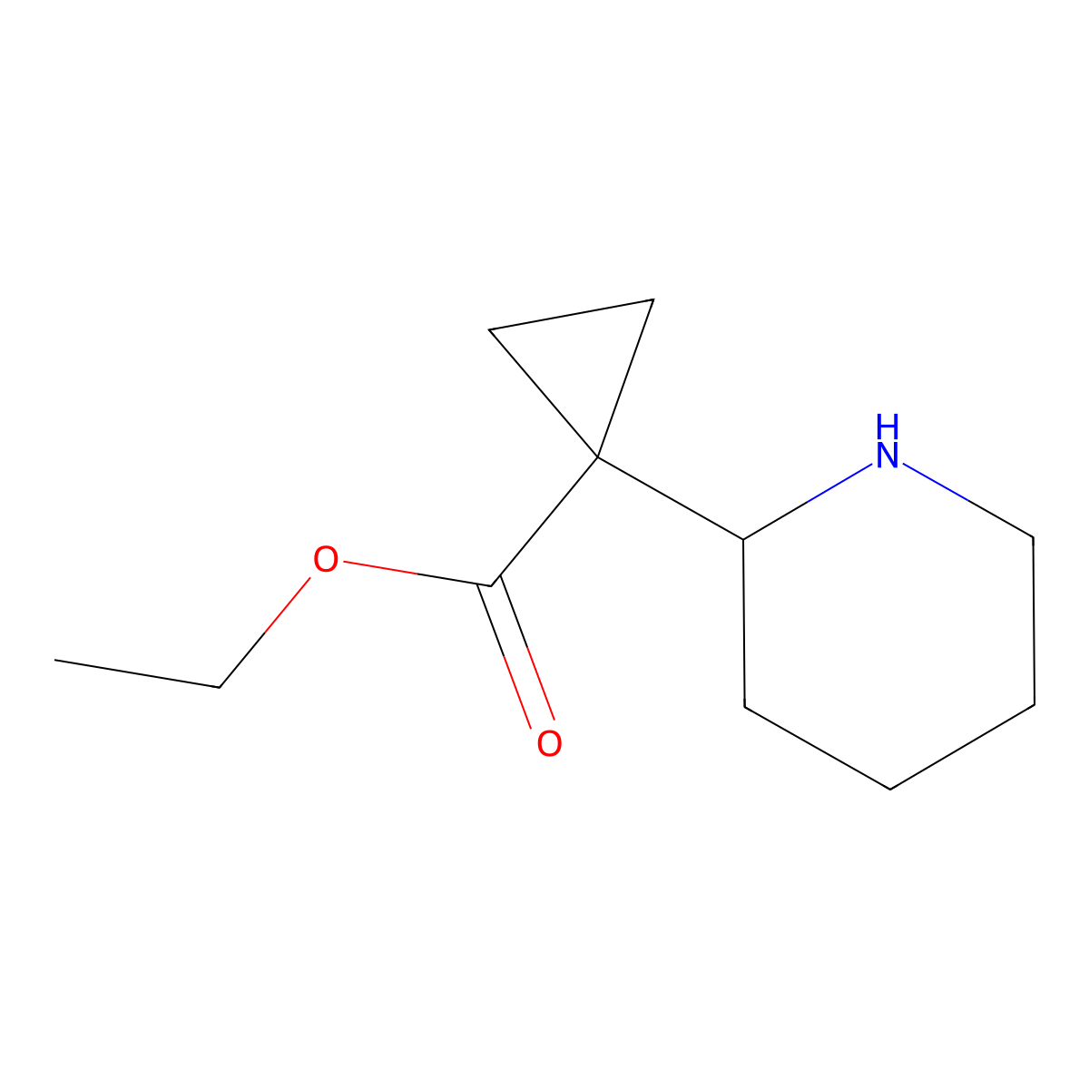 Ethyl 1-(piperidin-2-yl)cyclopropane-1-carboxylate molecular structure, CAS 2110704-41-9
