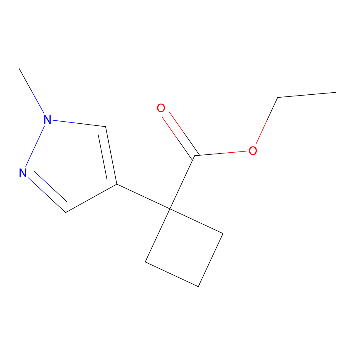 1-(1-Methyl-1H-pyrazol-4-yl)-cyclobutanecarboxylic acid ethyl ester molecular structure, CAS 2110762-81-5