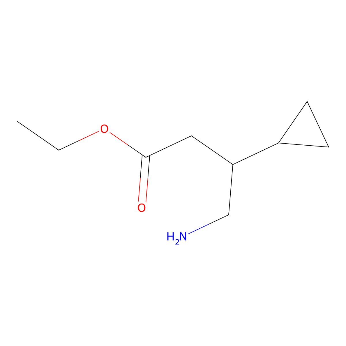 Ethyl 4-amino-3-cyclopropylbutanoate molecular structure, CAS 2110789-17-6