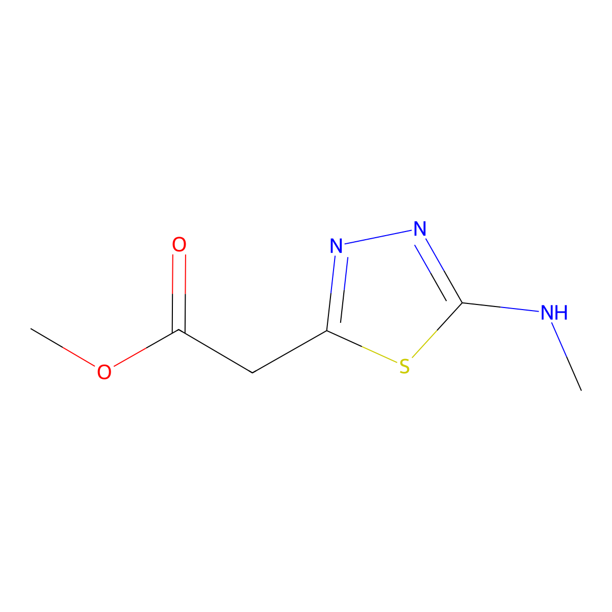 Methyl 2-[5-(methylamino)-1,3,4-thiadiazol-2-yl]acetate molecular structure, CAS 2110795-29-2