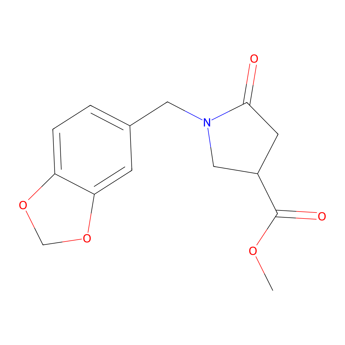 methyl 1-[(2H-1,3-benzodioxol-5-yl)methyl]-5-oxopyrrolidine-3-carboxylate molecular structure, CAS 2110795-34-9