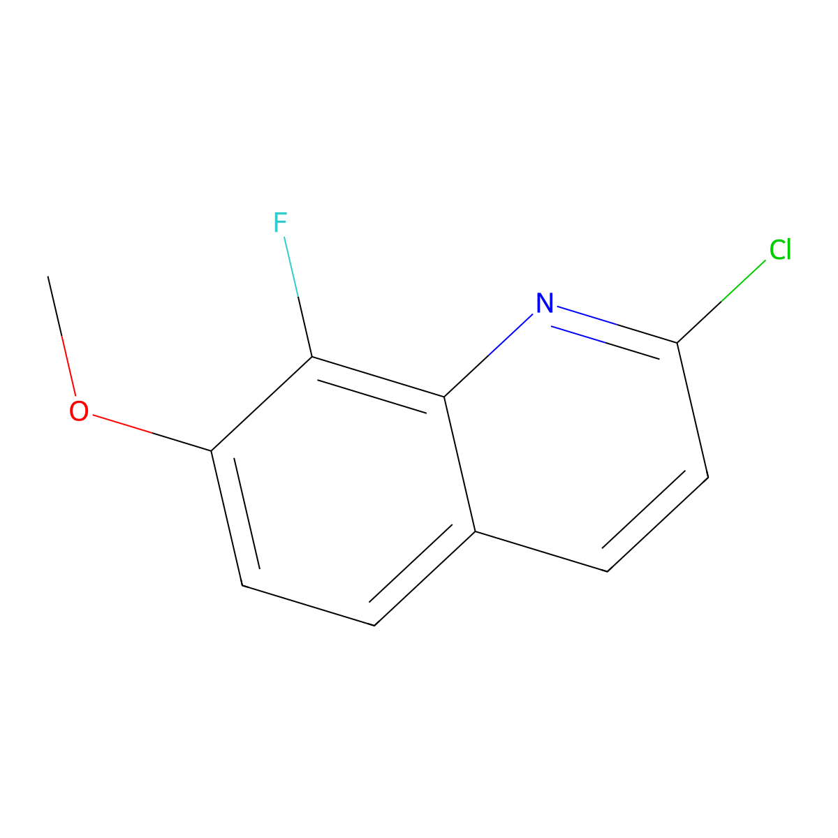 2-Chloro-8-fluoro-7-methoxyquinoline molecular structure, CAS 2110848-26-3