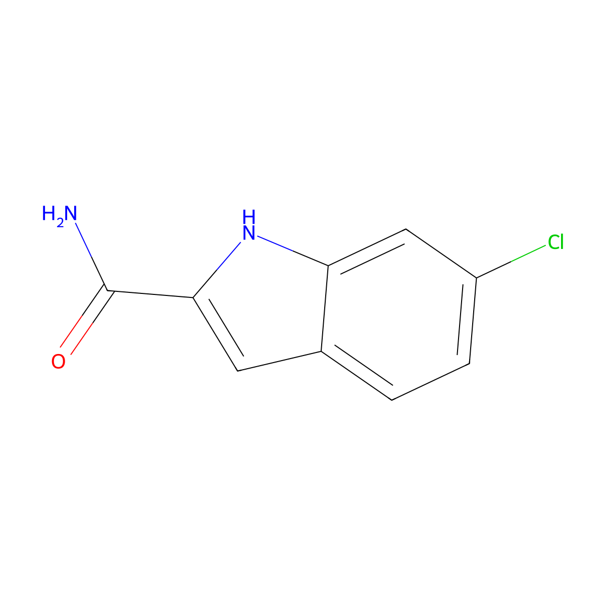 6-chloro-1H-indole-2-carboxamide molecular structure, CAS 21109-13-7
