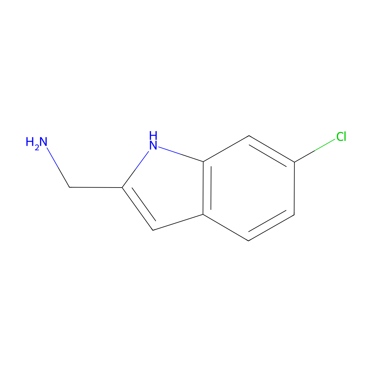 (6-chloro-1H-indol-2-yl)methanamine molecular structure, CAS 21109-28-4