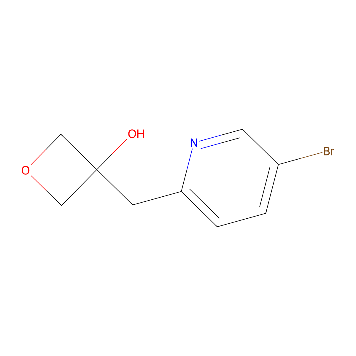 3-[(5-Bromopyridin-2-yl)methyl]oxetan-3-ol molecular structure, CAS 2110932-78-8
