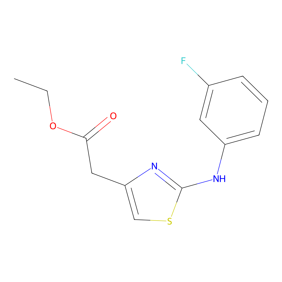 Ethyl 2-(4-(3-fluorophenylamino)-3,5-thiazolyl)acetate molecular structure, CAS 211102-82-8