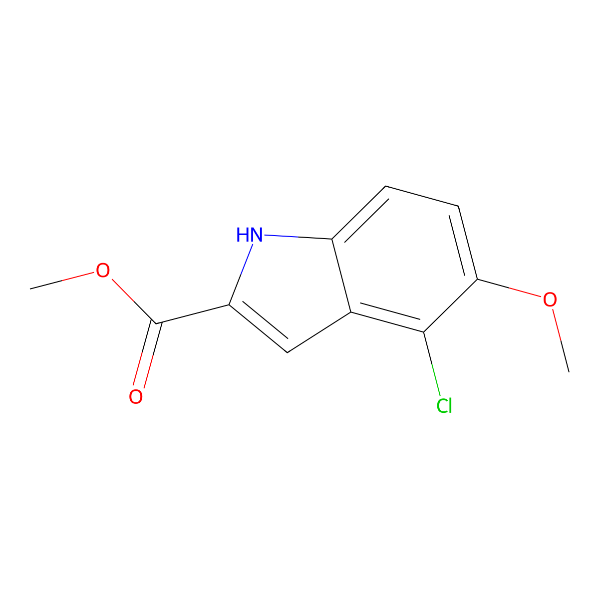 methyl 4-chloro-5-methoxy-1H-indole-2-carboxylate molecular structure, CAS 2111024-84-9