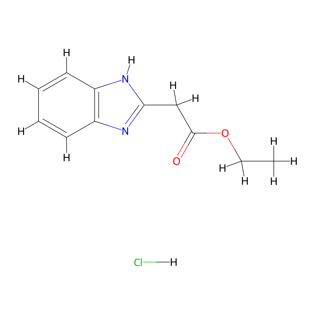 ethyl 2-(1H-1,3-benzodiazol-2-yl)acetate hydrochloride molecular structure, CAS 211103-78-5