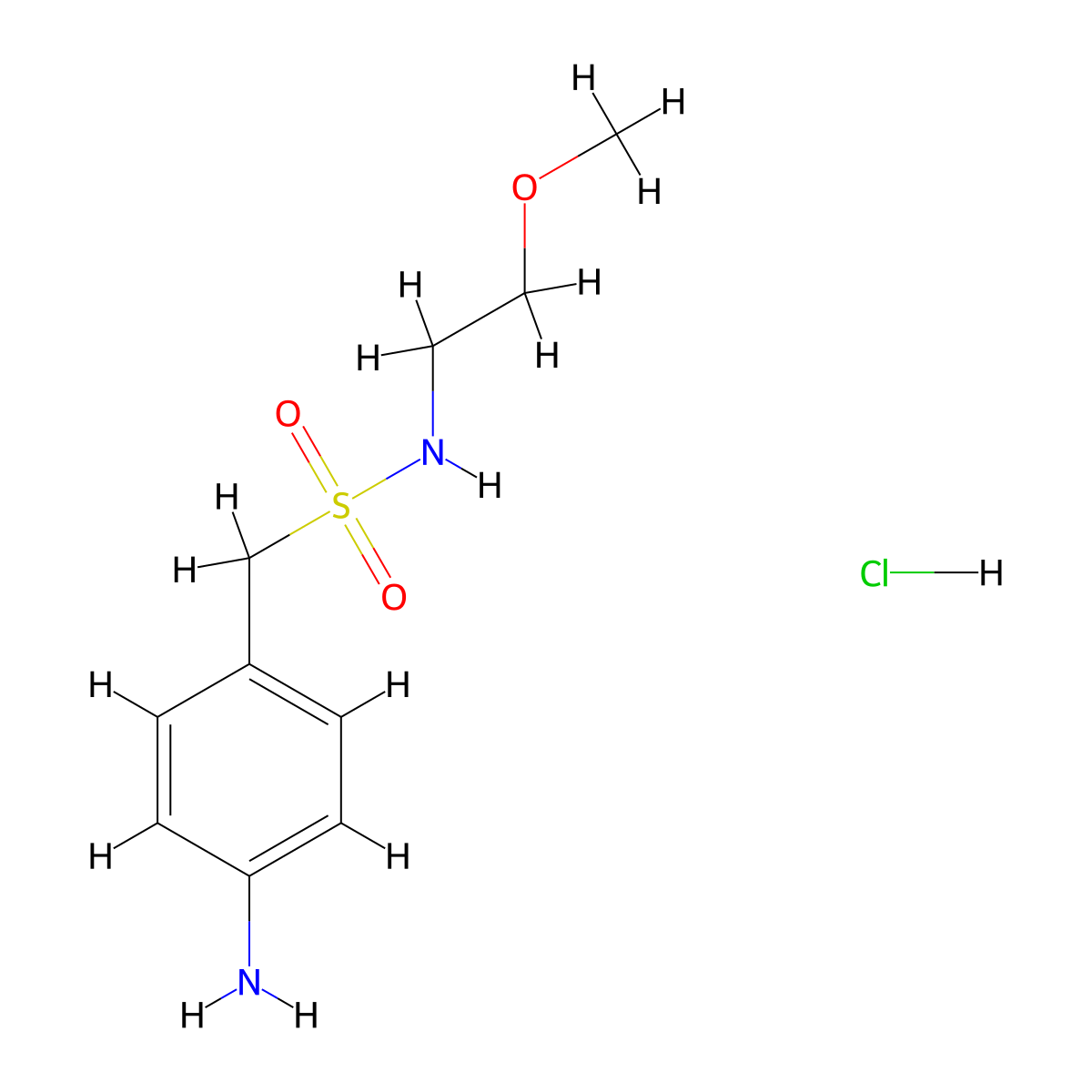 1-(4-aminophenyl)-N-(2-methoxyethyl)methanesulfonamide hydrochloride molecular structure, CAS 2111046-32-1