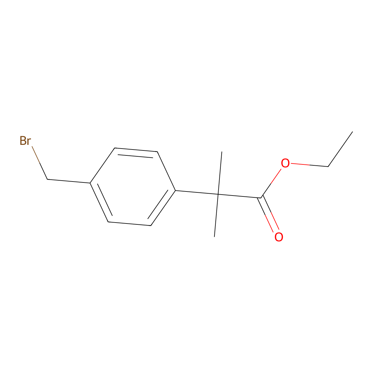 2-(4-Bromomethyl-phenyl)-2-methyl-propionic acid ethyl ester molecular structure, CAS 211105-00-9