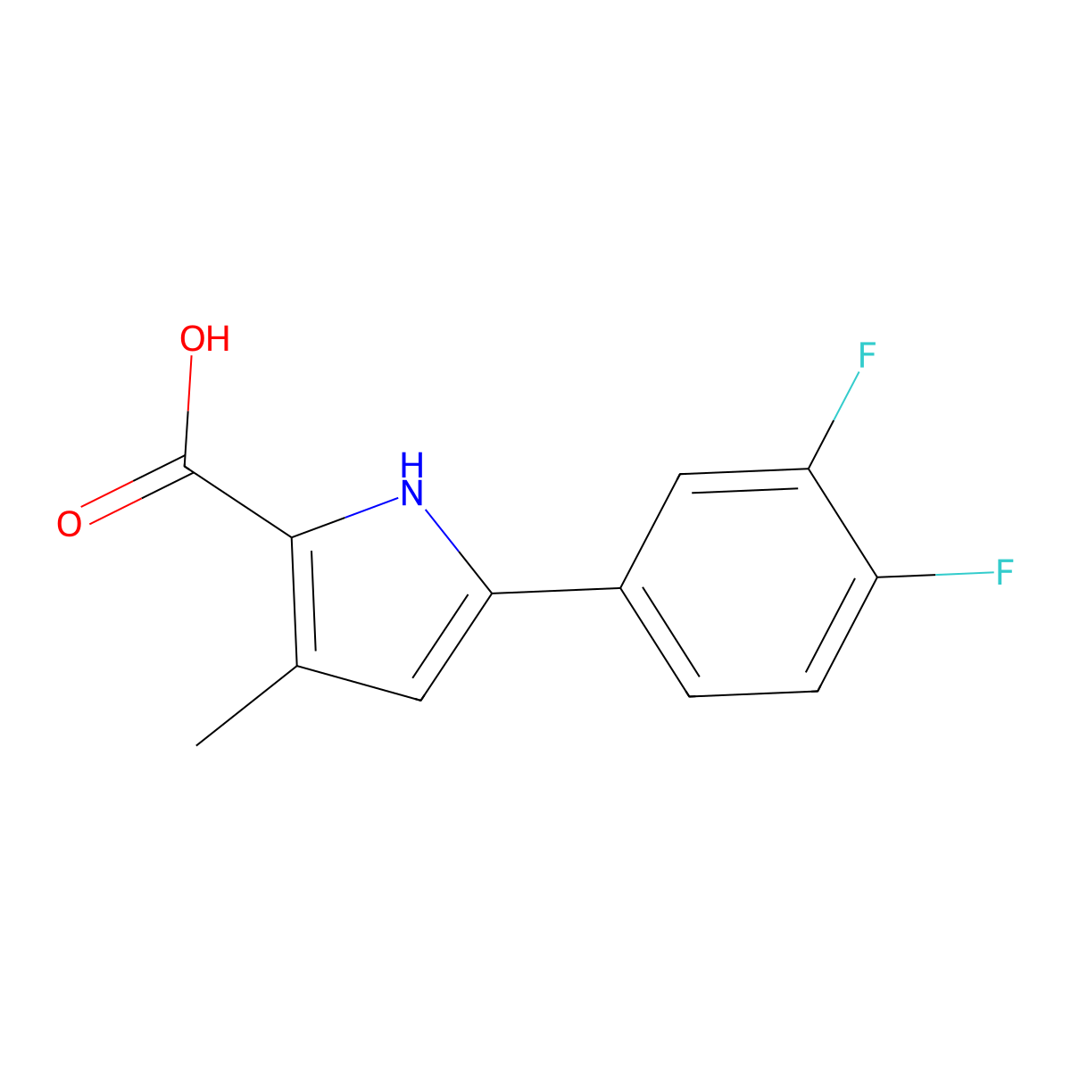 5-(3,4-Difluorophenyl)-3-methyl-1H-pyrrole-2-carboxylic acid molecular structure, CAS 2111067-88-8