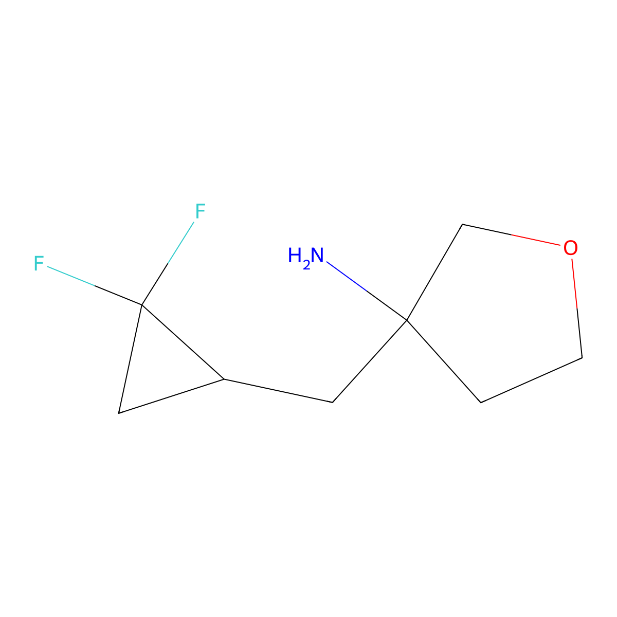 3-[(2,2-Difluorocyclopropyl)methyl]oxolan-3-amine molecular structure, CAS 2111079-45-7