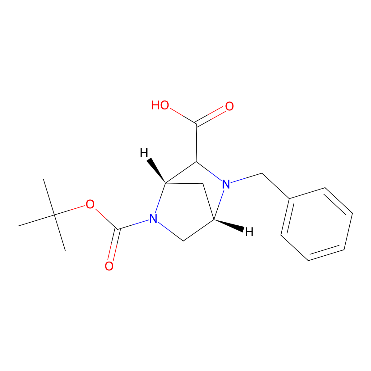 (1R,4R)-rel-2-Benzyl-5-(tert-butoxycarbonyl)-2,5-diazabicyclo[2.2.1]heptane-3-carboxylic acid molecular structure, CAS 2111107-94-7