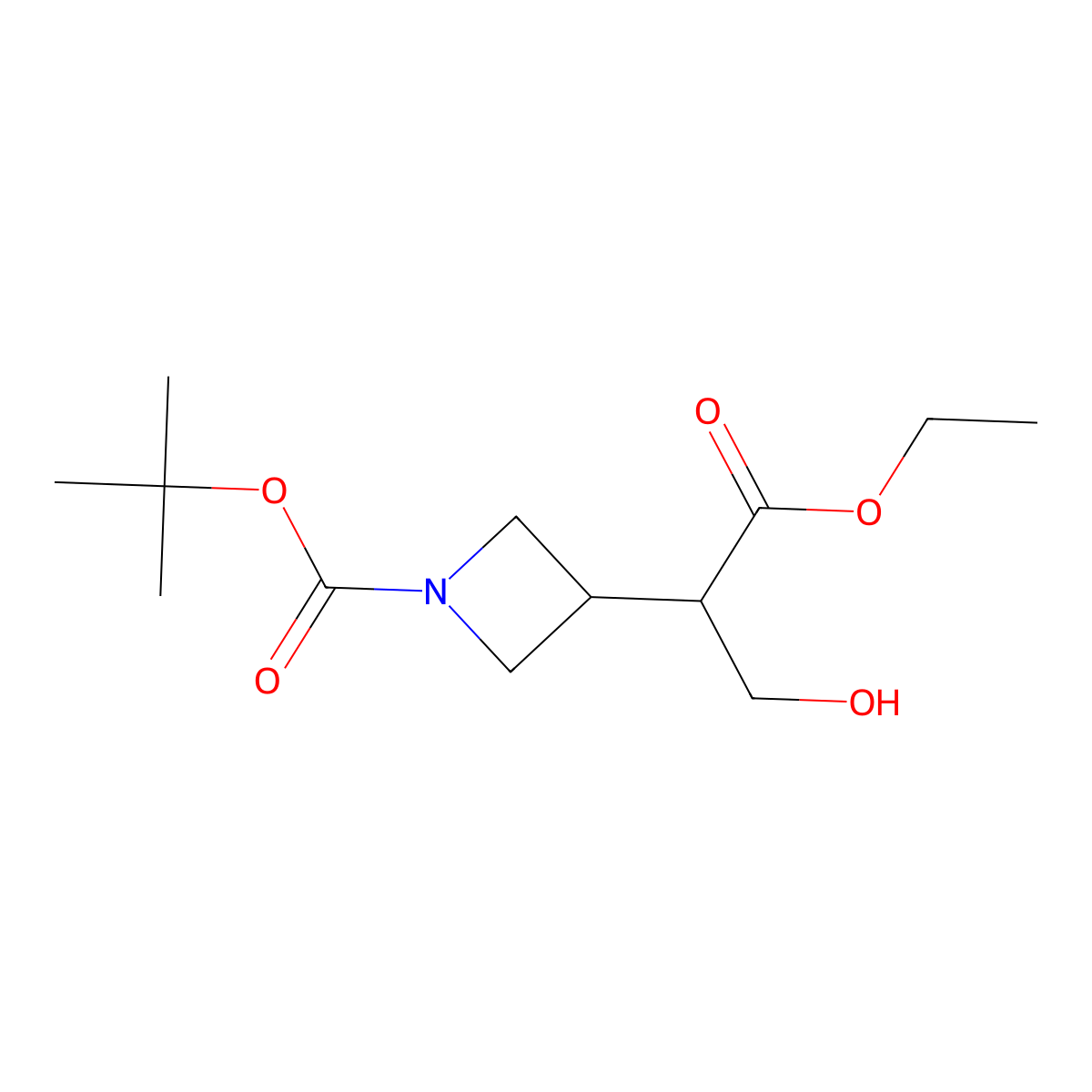 Tert-butyl 3-(1-ethoxy-3-hydroxy-1-oxopropan-2-yl)azetidine-1-carboxylate molecular structure, CAS 2111119-83-4