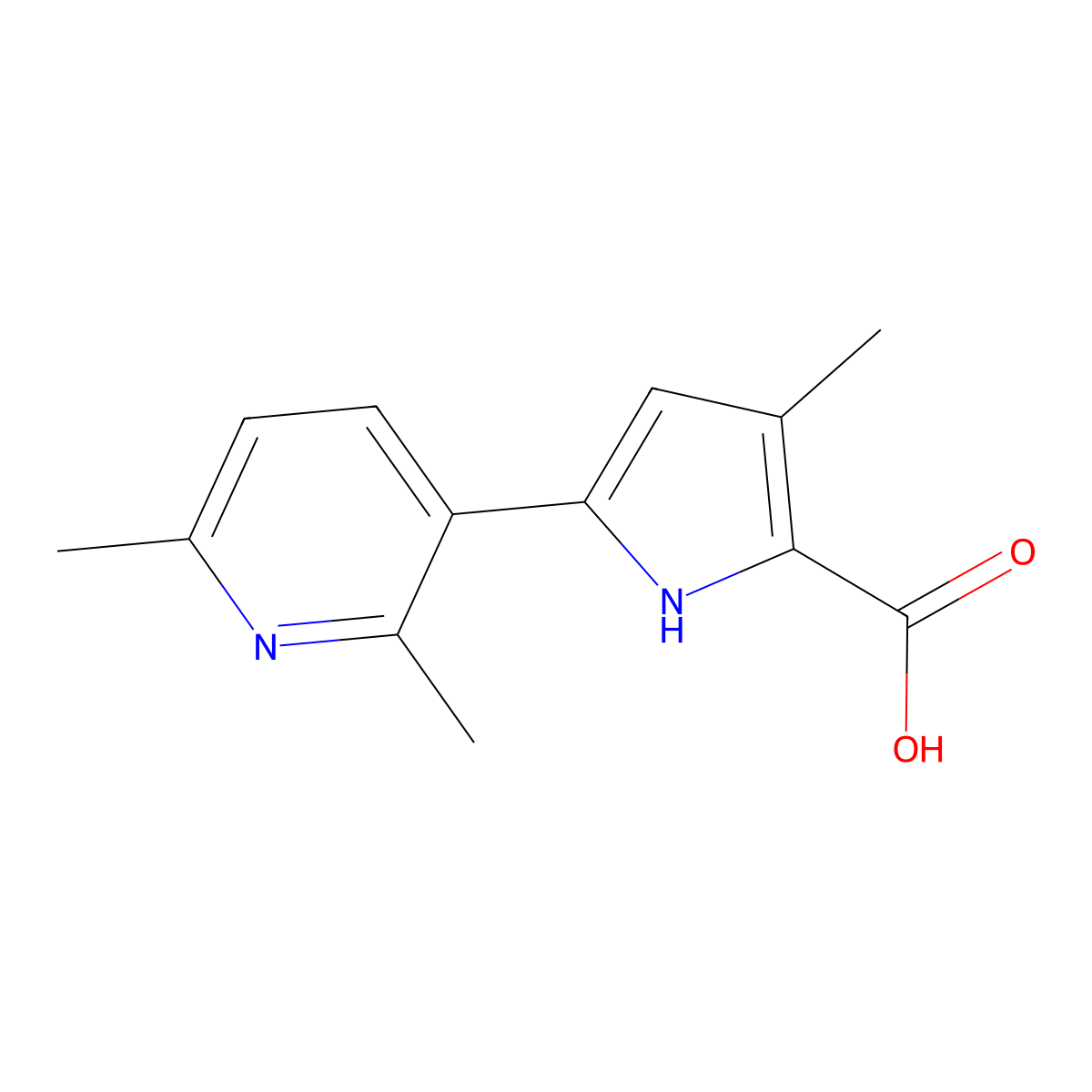 5-(2,6-Dimethylpyridin-3-yl)-3-methyl-1H-pyrrole-2-carboxylic acid molecular structure, CAS 2111139-46-7