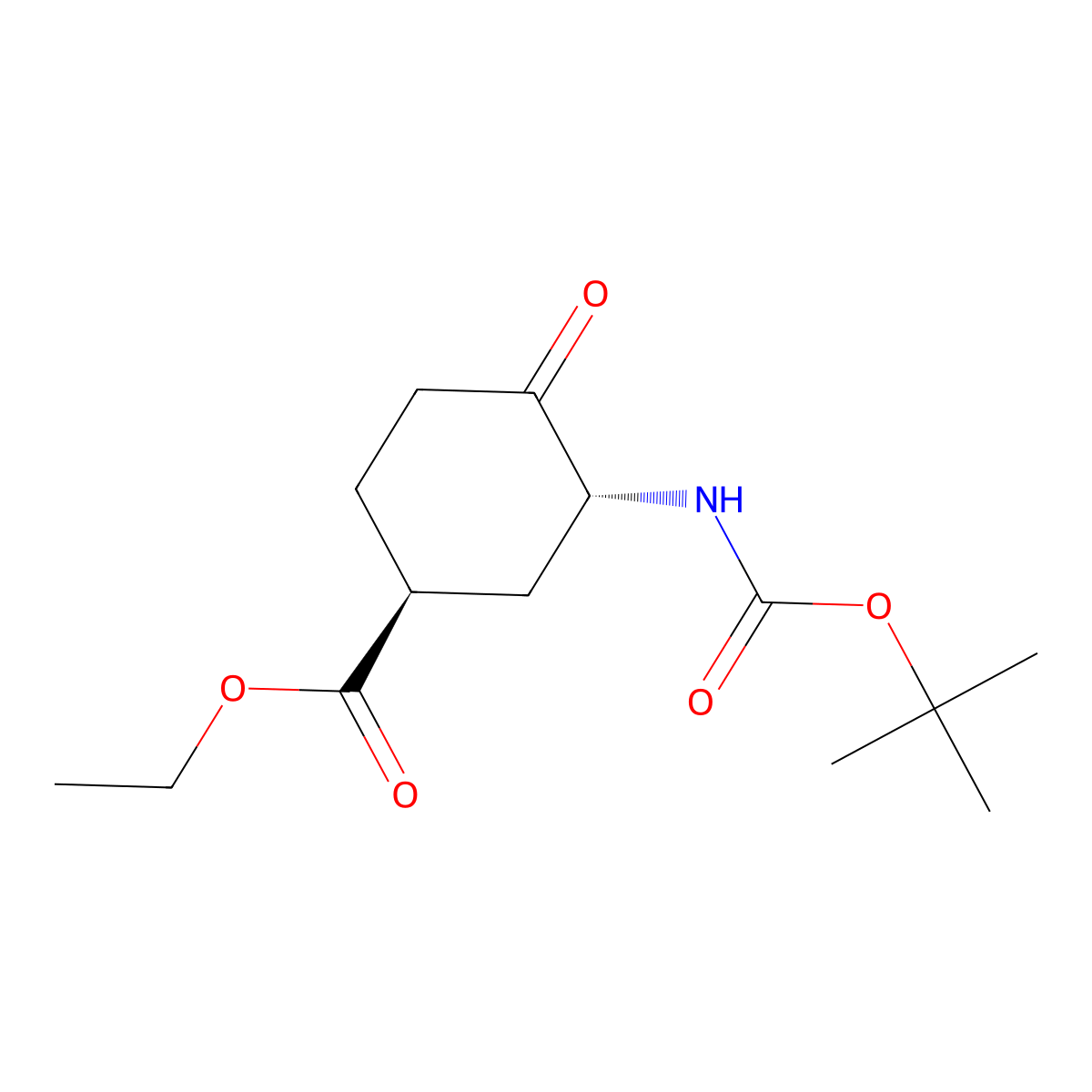 ethyl (1S,3R)-3-{[(tert-butoxy)carbonyl]amino}-4-oxocyclohexane-1-carboxylate molecular structure, CAS 2111181-35-0