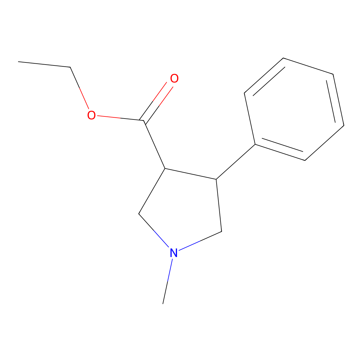 Ethyl (trans)-1-methyl-4-phenyl-pyrrolidine-3-carboxylate molecular structure, CAS 2111184-73-5