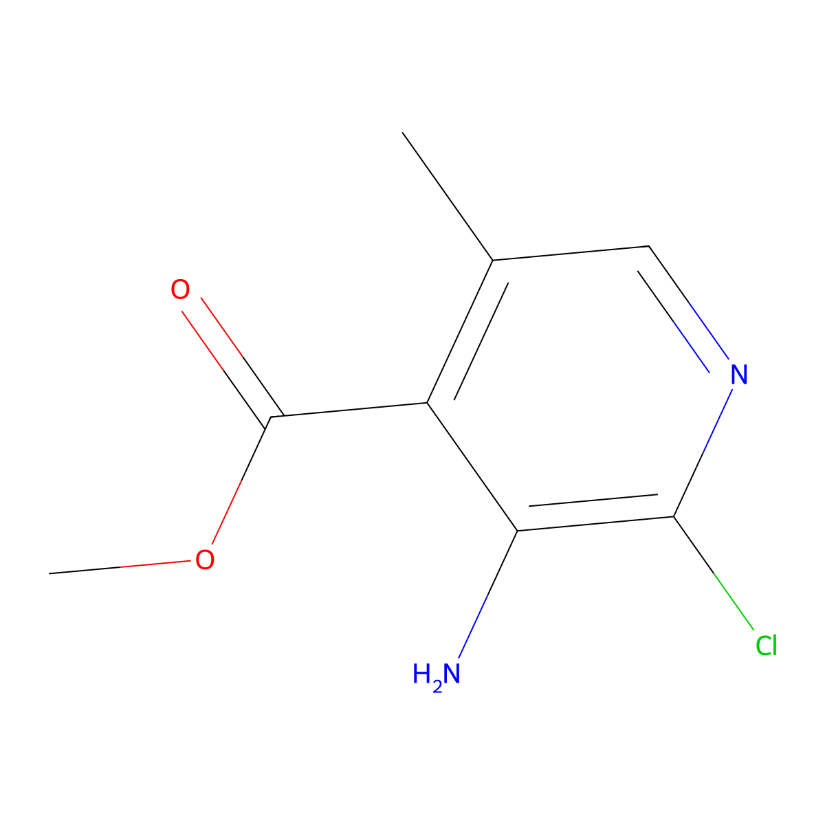 Methyl 3-amino-2-chloro-5-methylisonicotinate molecular structure, CAS 2111195-84-5