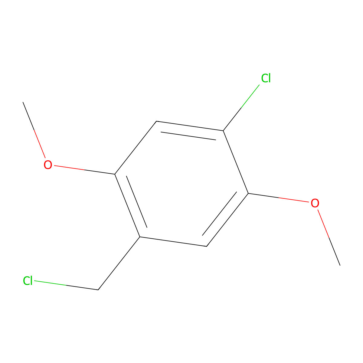 1-Chloro-4-(chloromethyl)-2,5-dimethoxybenzene molecular structure, CAS 21112-39-0