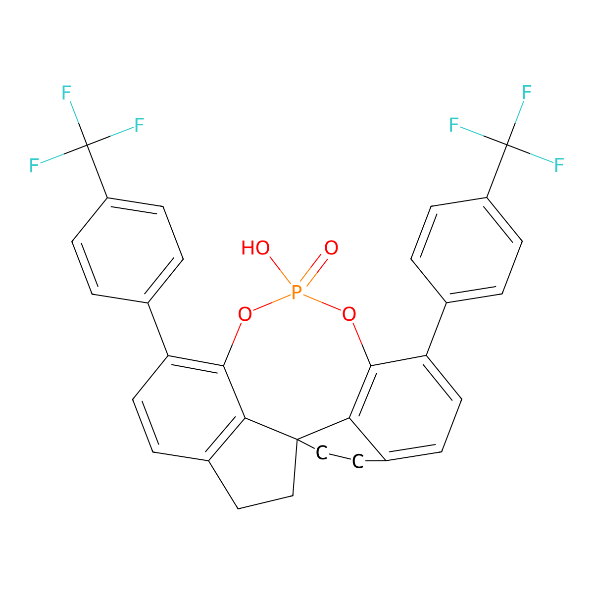 (11aS)-3,7-Bis(4-(trifluoromethyl)phenyl)-10,11,12,13-tetrahydro-5-hydroxy-5-oxide-diindeno[7,1-de:1',7'-fg][1,3,2]dioxaphosphocin molecular structure, CAS 2111271-48-6