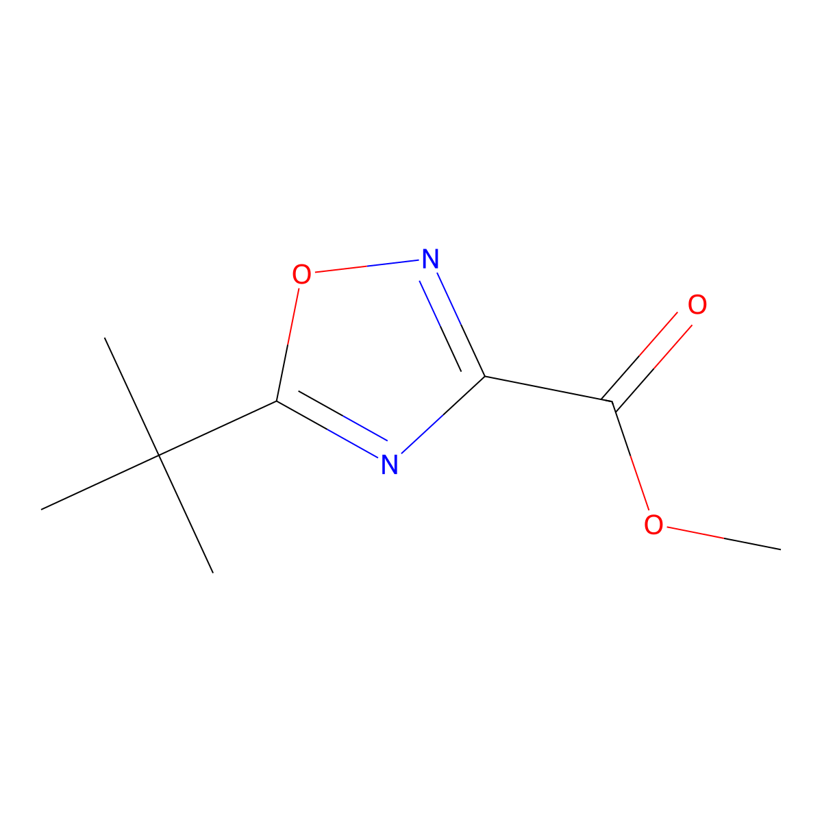 Methyl 5-(tert-butyl)-1,2,4-oxadiazole-3-carboxylate molecular structure, CAS 2111292-26-1