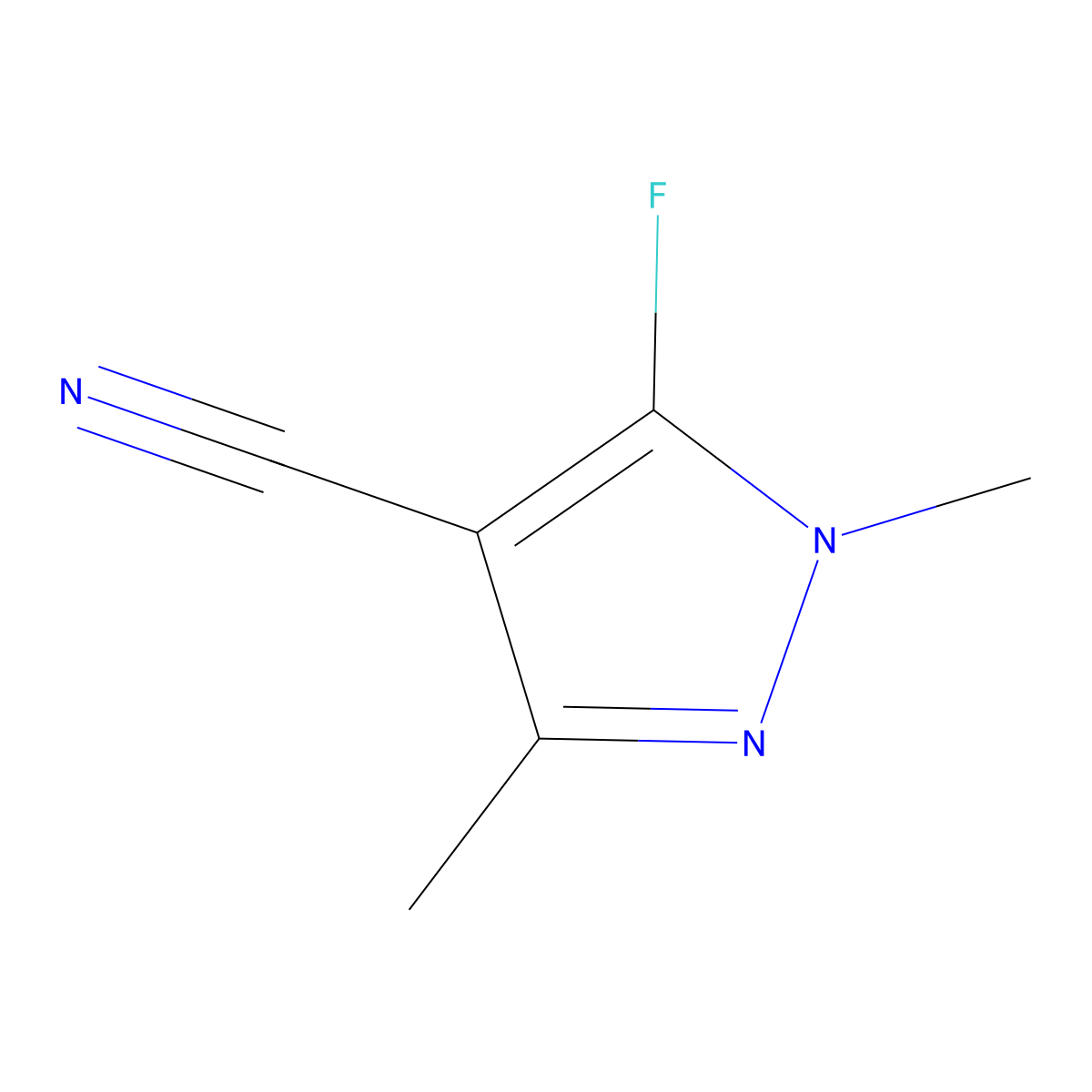 5-fluoro-1,3-dimethyl-1H-pyrazole-4-carbonitrile molecular structure, CAS 2111309-44-3