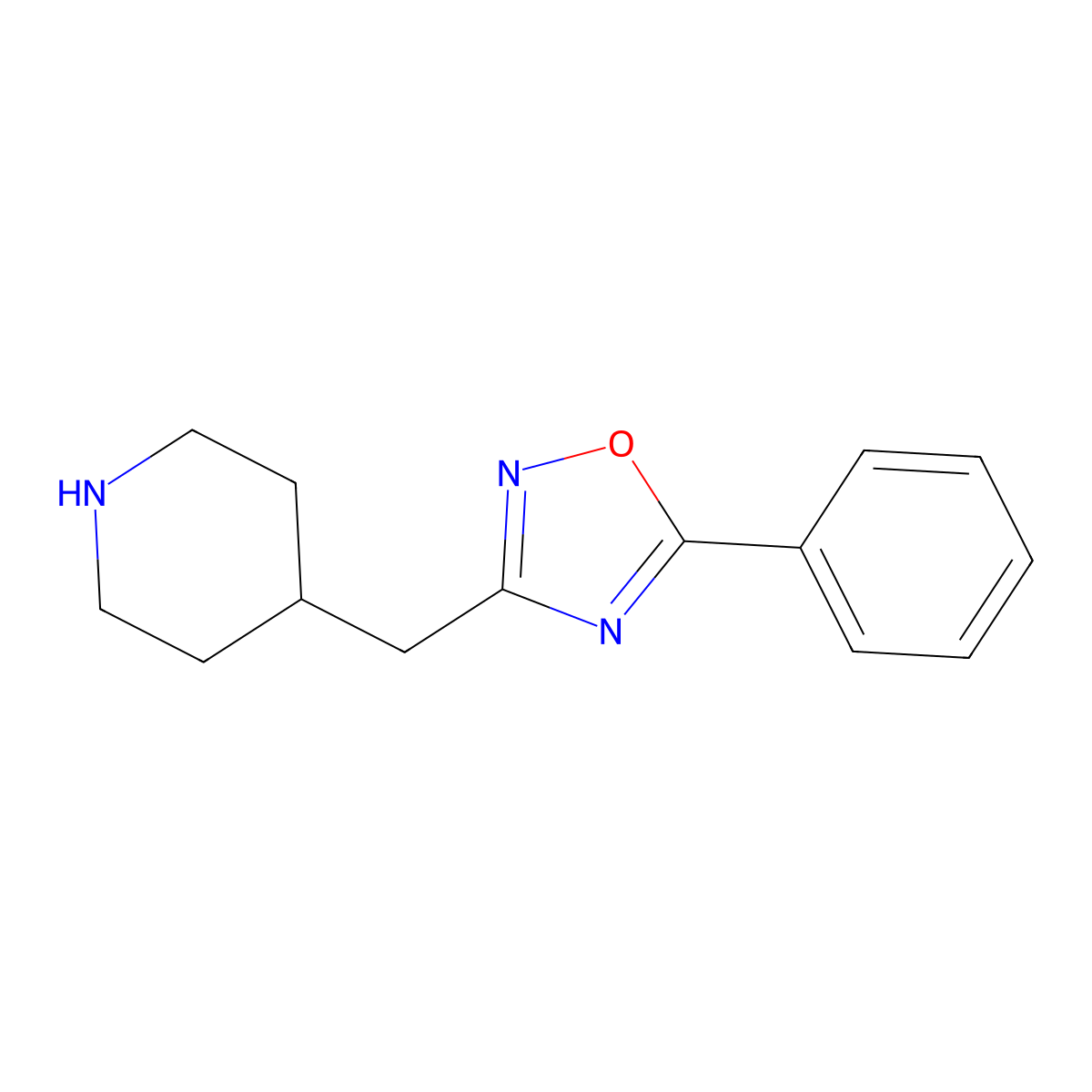 5-Phenyl-3-(piperidin-4-ylmethyl)-1,2,4-oxadiazole molecular structure, CAS 2111334-17-7