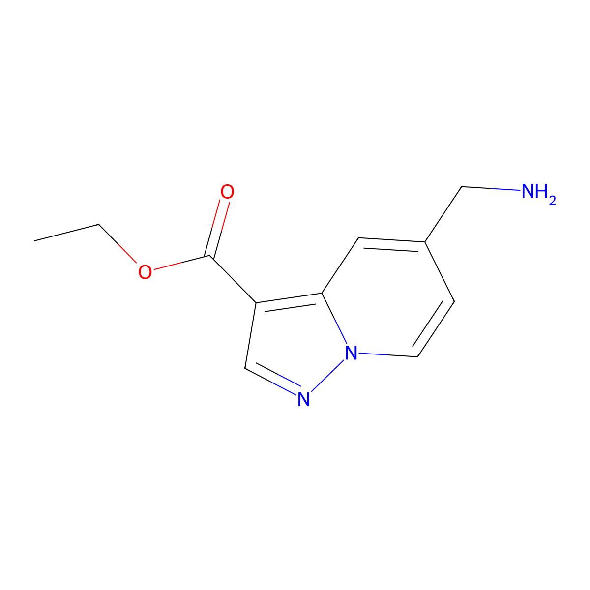 Ethyl 5-(aminomethyl)pyrazolo[1,5-a]pyridine-3-carboxylate molecular structure, CAS 2111348-38-8