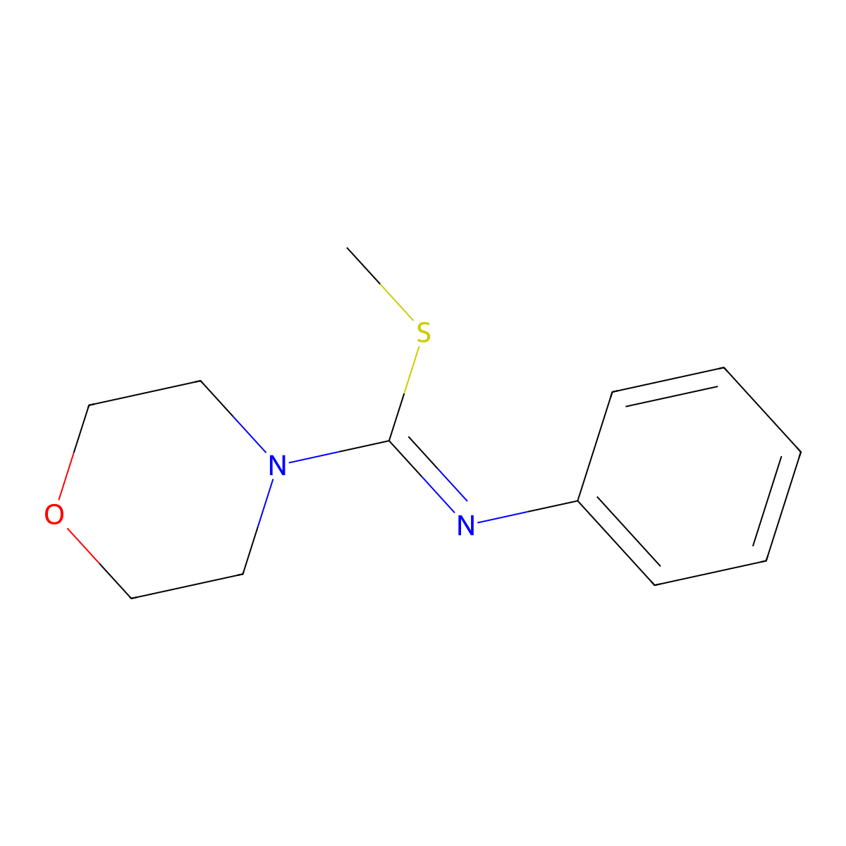 N-[(methylsulfanyl)(morpholin-4-yl)methylidene]aniline molecular structure, CAS 21114-92-1
