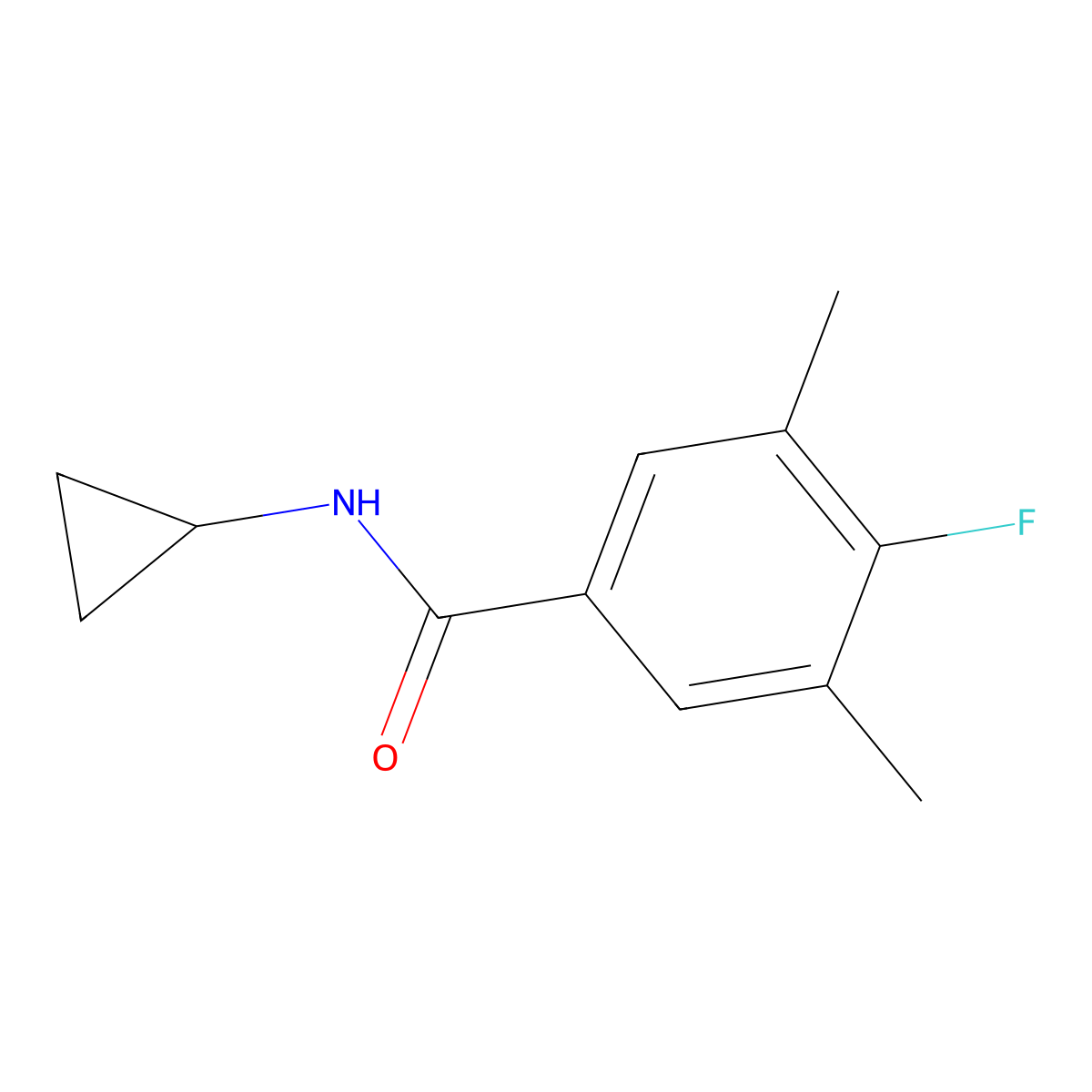 N-cyclopropyl-4-fluoro-3,5-dimethylbenzamide molecular structure, CAS 2111409-02-8