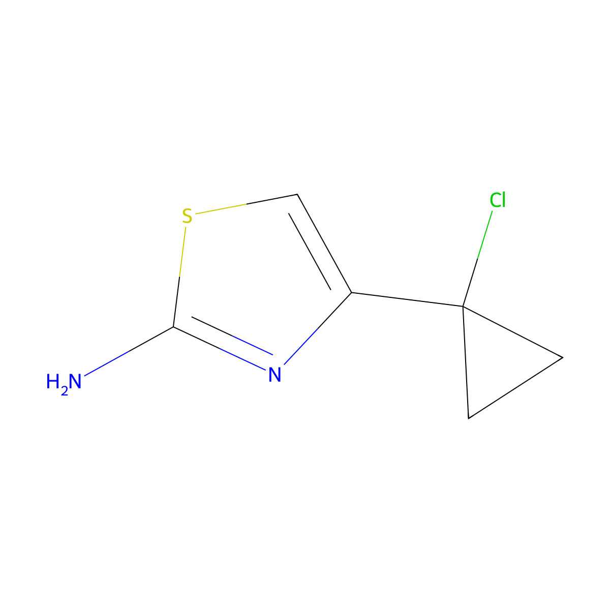 4-(1-Chlorocyclopropyl)-1,3-thiazol-2-amine molecular structure, CAS 2111428-60-3