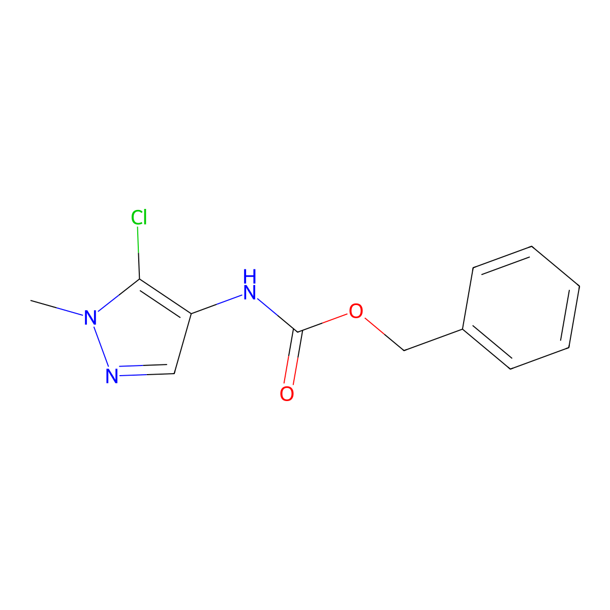 benzyl N-(5-chloro-1-methyl-1H-pyrazol-4-yl)carbamate molecular structure, CAS 2111440-49-2