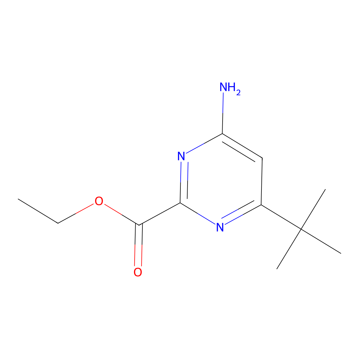 Ethyl 4-amino-6-tert-butylpyrimidine-2-carboxylate molecular structure, CAS 2111441-07-5
