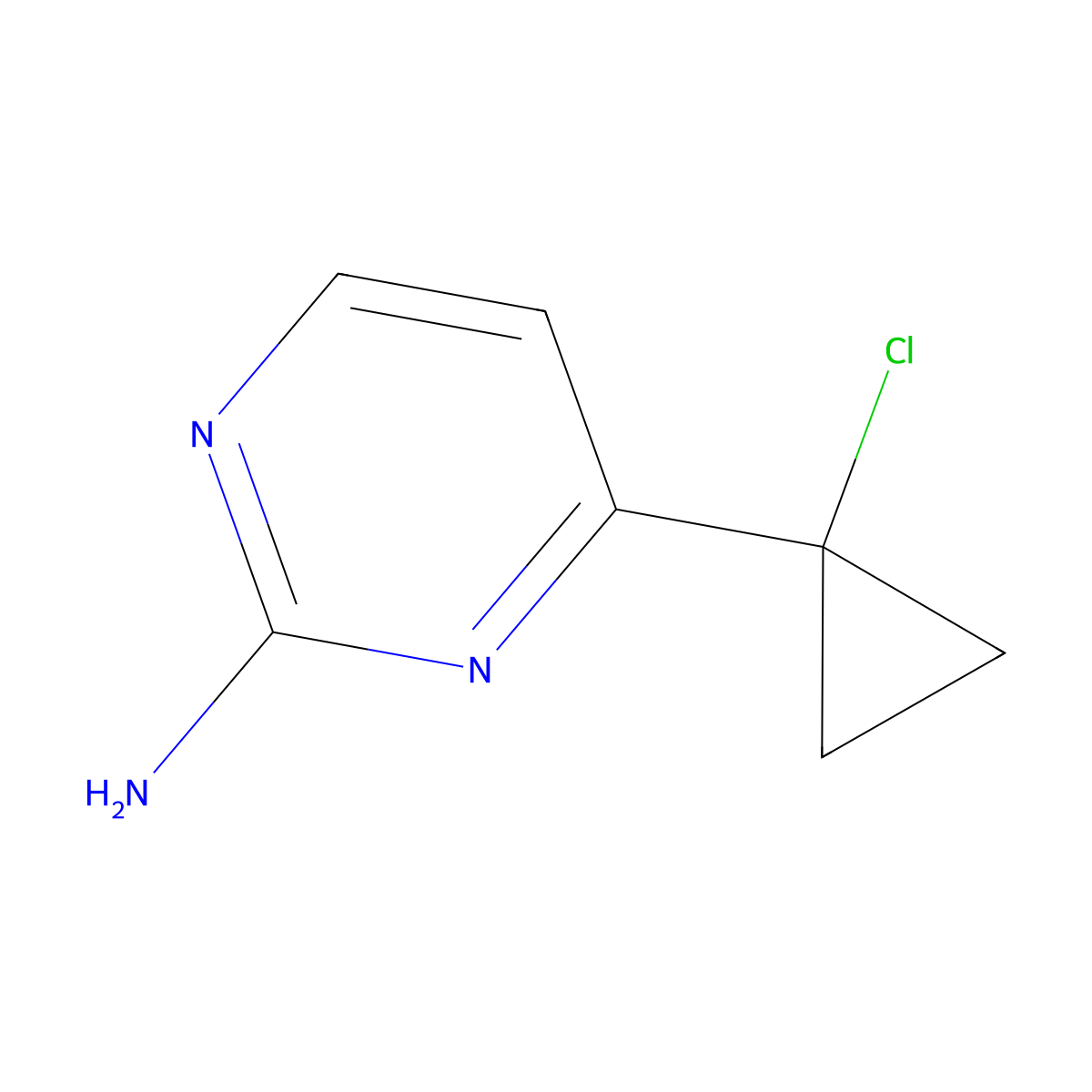 4-(1-Chlorocyclopropyl)pyrimidin-2-amine molecular structure, CAS 2111459-59-5
