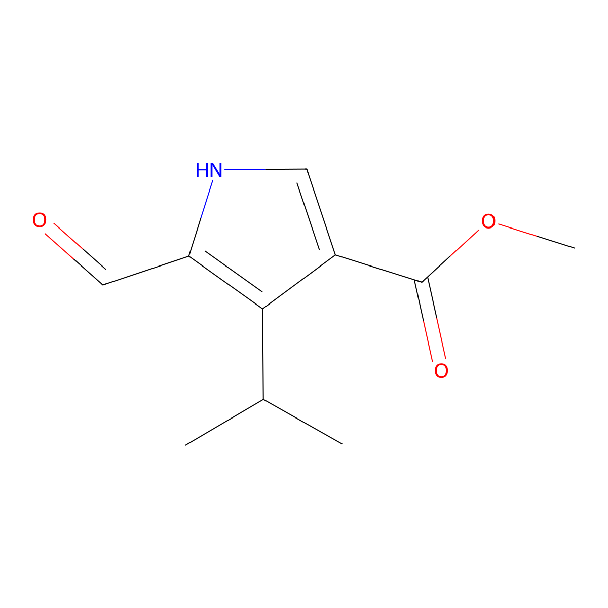 methyl 5-formyl-4-(propan-2-yl)-1H-pyrrole-3-carboxylate molecular structure, CAS 2111506-39-7