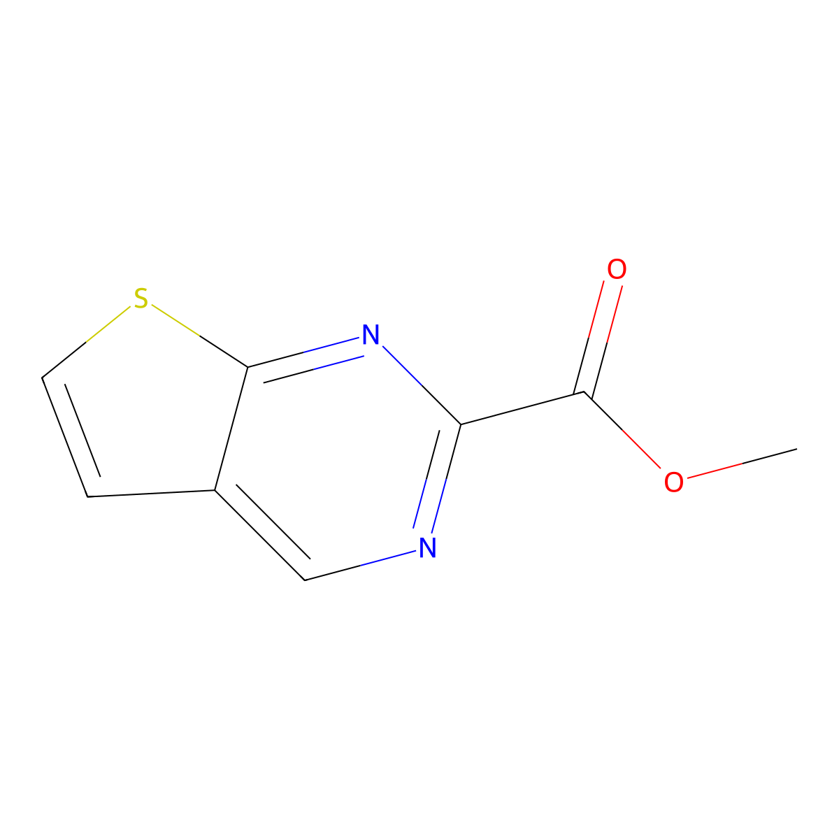 Methyl thieno[2,3-d]pyrimidine-2-carboxylate molecular structure, CAS 2111518-43-3