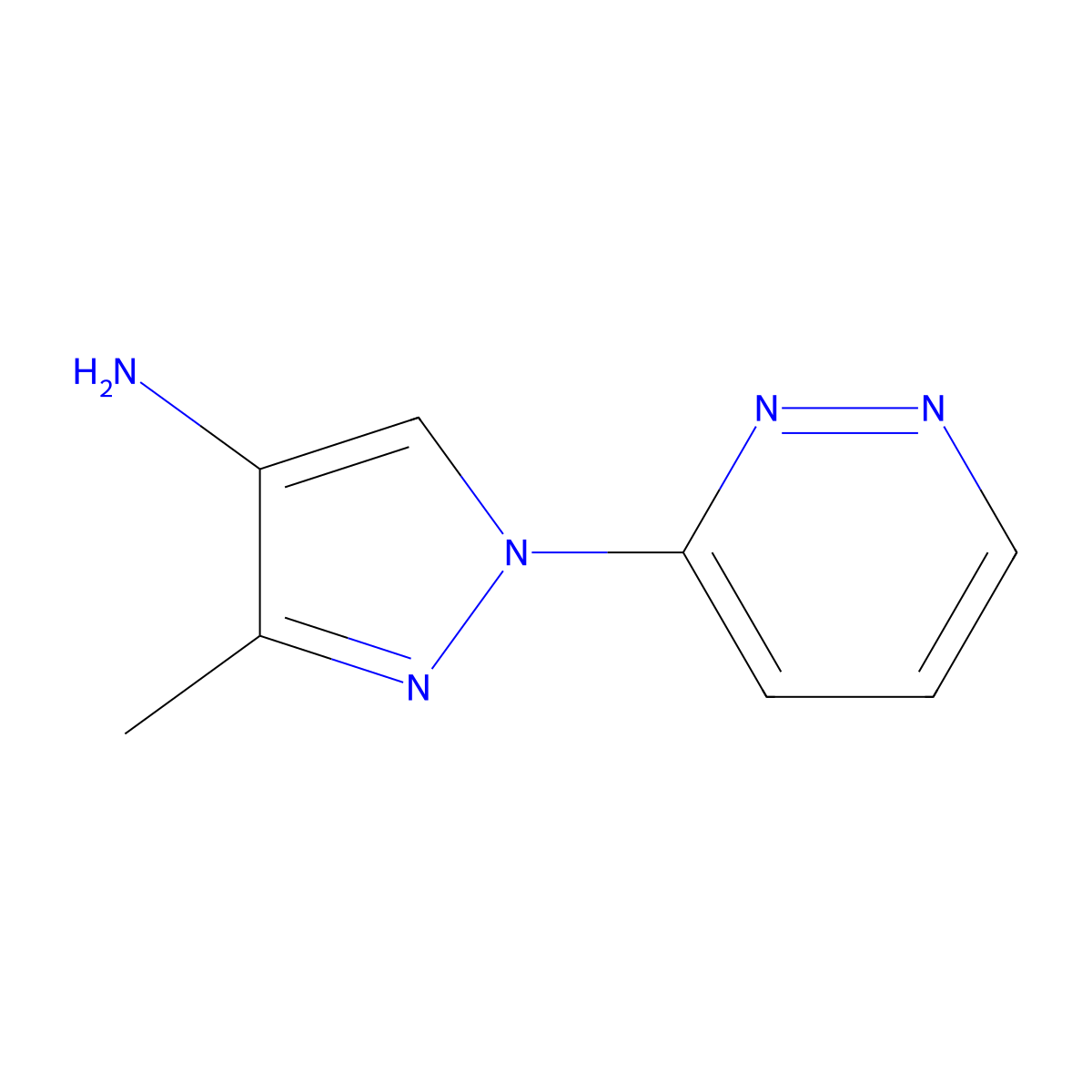 3-methyl-1-(pyridazin-3-yl)-1H-pyrazol-4-amine molecular structure, CAS 2111530-12-0